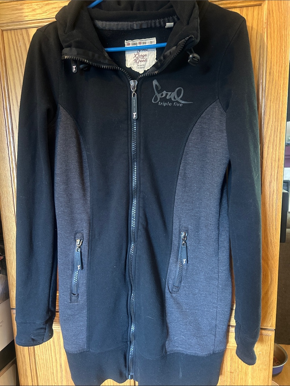 Triple Five Soul Black & Charcoal Hooded Utility Jacket